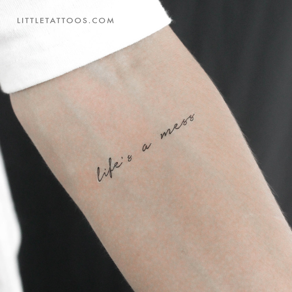 Tatuaje temporal "La vida es un desastre" - Juego de 3