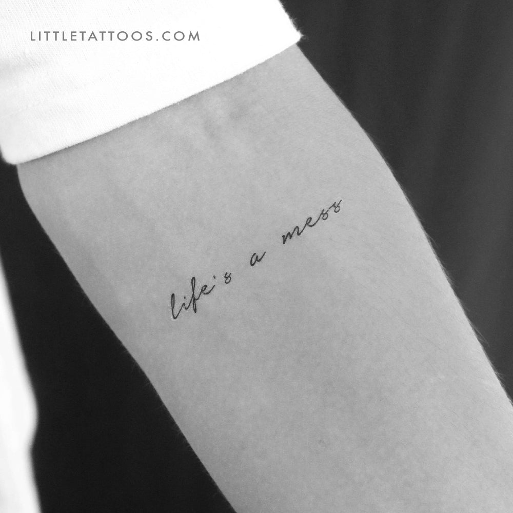 Tatuaje temporal "La vida es un desastre" - Juego de 3