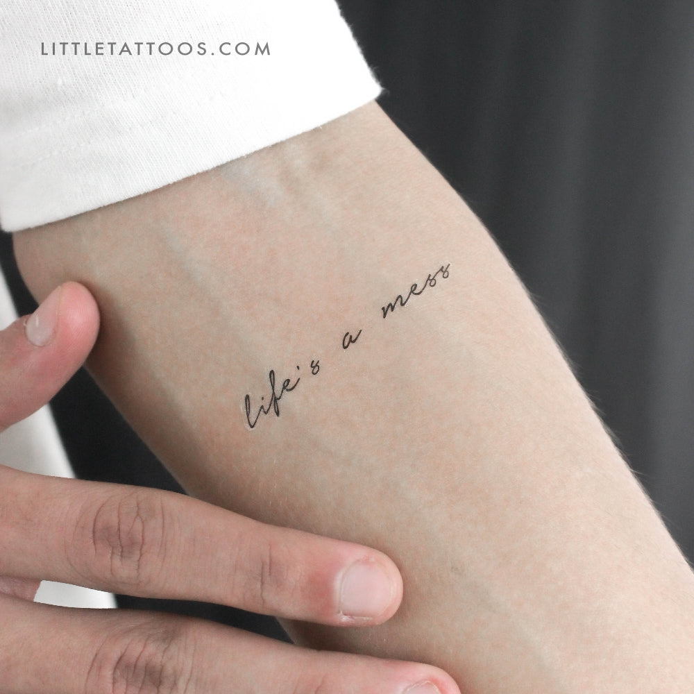 Tatuaje temporal "La vida es un desastre" - Juego de 3