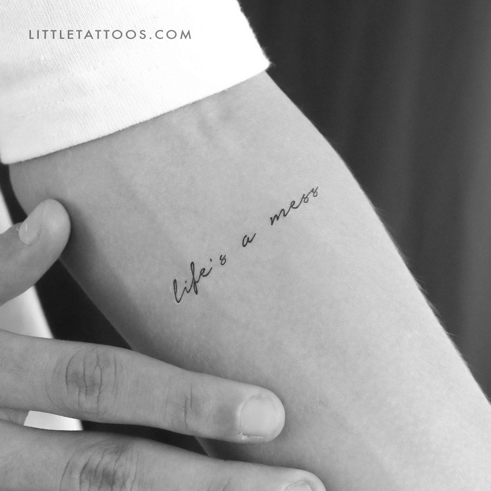 Tatuaje temporal "La vida es un desastre" - Juego de 3