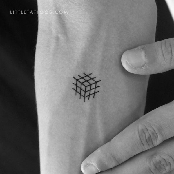 Minimalist Rubik's Cube Temporary Tattoo - Set of 3