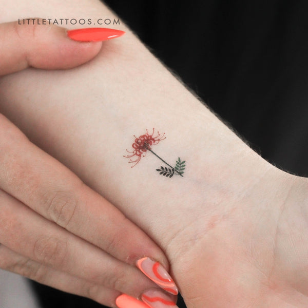 Small Red Spider Lily By Zihee Temporary Tattoo - Set of 3