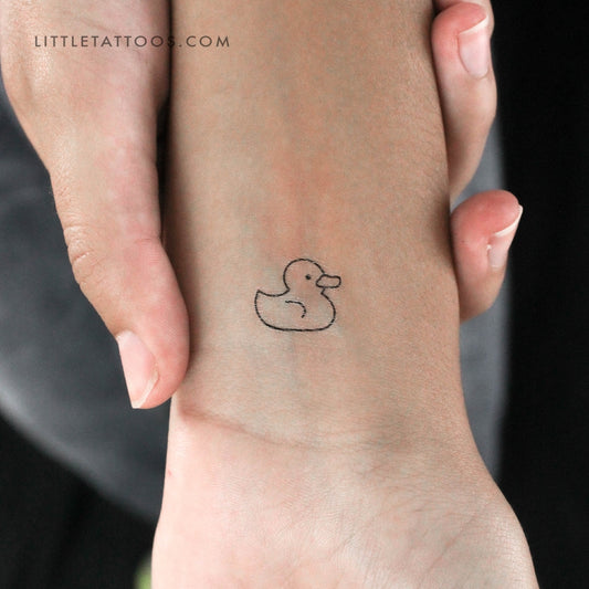Tatuaje temporal minimalista de pato de goma (juego de 3)