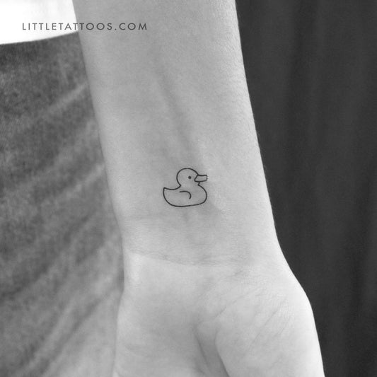 Tatuaje temporal minimalista de pato de goma (juego de 3)