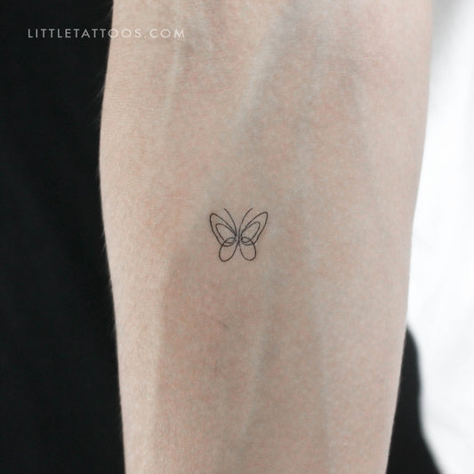 Tatuaje temporal de mariposa de una sola línea - Juego de 3