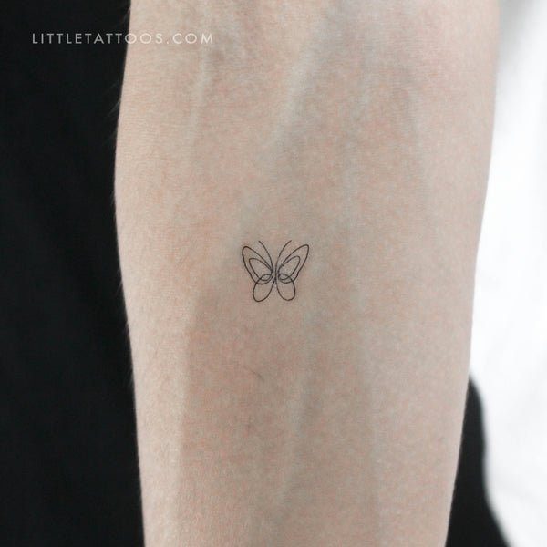 Single Line Butterfly Temporary Tattoo - Set of 3