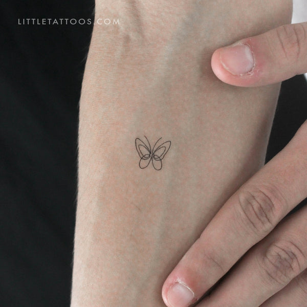 Single Line Butterfly Temporary Tattoo - Set of 3