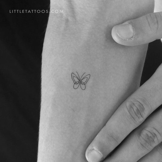 Tatuaje temporal de mariposa de una sola línea - Juego de 3