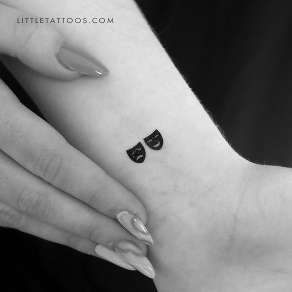 Drama Masks Temporary Tattoo - Set of 3