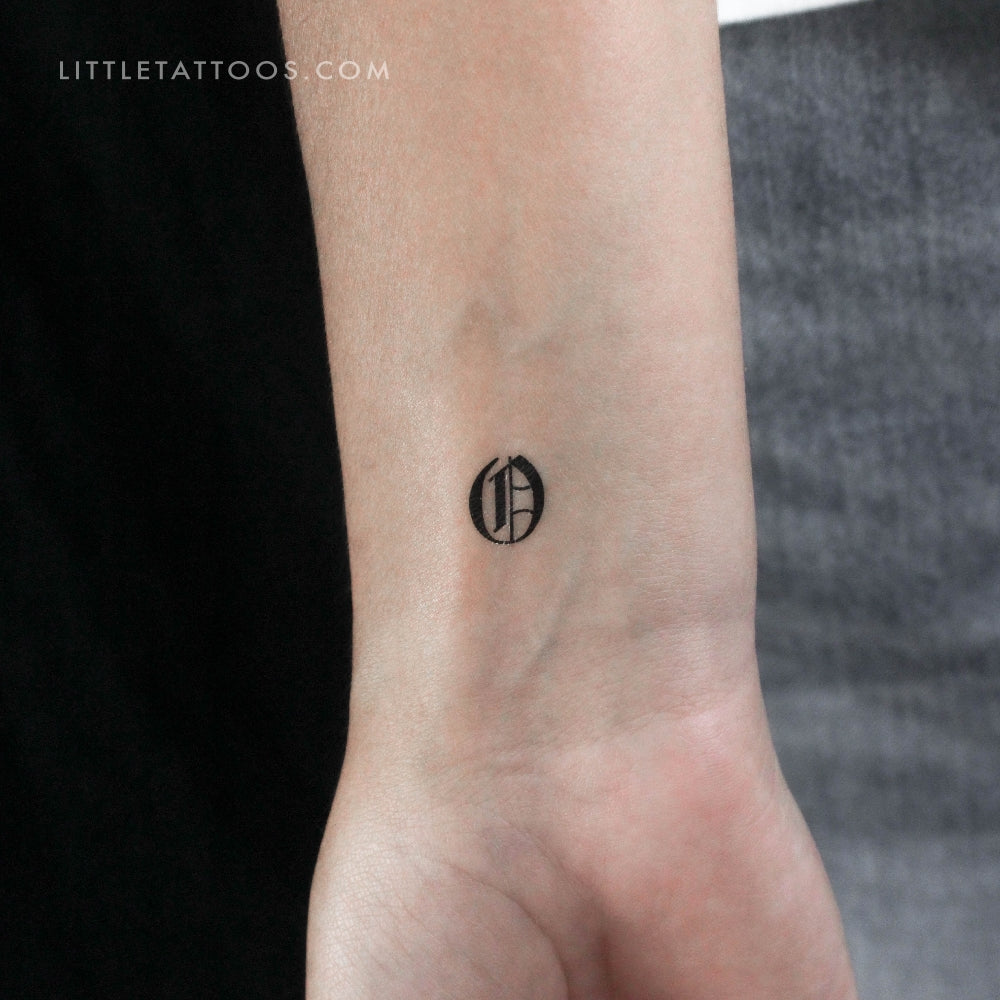 Tatuaje temporal de la letra O gótica - Juego de 3