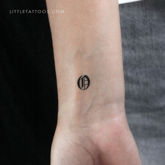 Tatuaje temporal de la letra O gótica - Juego de 3