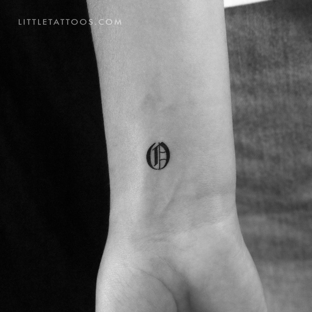 Tatuaje temporal de la letra O gótica - Juego de 3