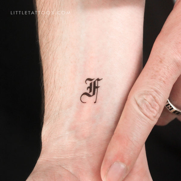 Gothic F Letter Temporary Tattoo - Set of 3