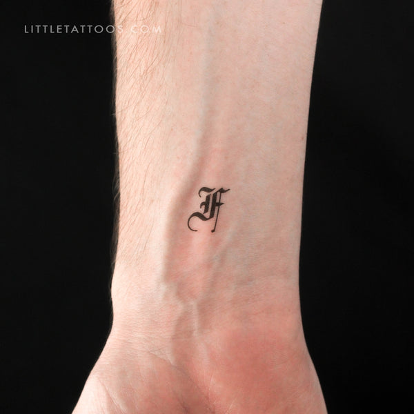 Gothic F Letter Temporary Tattoo - Set of 3