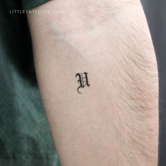 Tatuaje temporal de la letra U gótica - Juego de 3