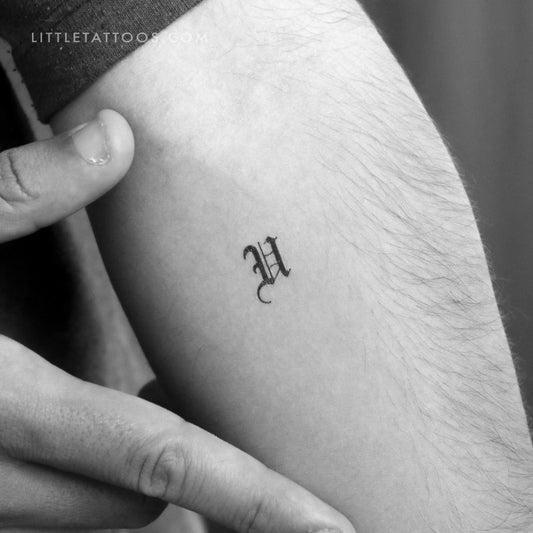 Tatuaje temporal de la letra U gótica - Juego de 3