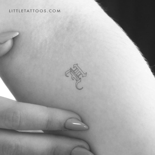 Old English H Letter Outline Temporary Tattoo - Set of 3