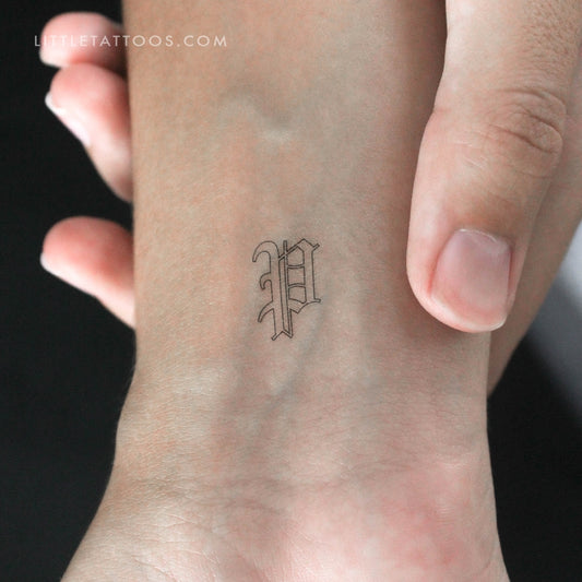 Tatuaje temporal con el contorno de la letra P en inglés antiguo (juego de 3)