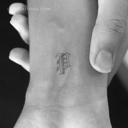 Tatuaje temporal con el contorno de la letra P en inglés antiguo (juego de 3)