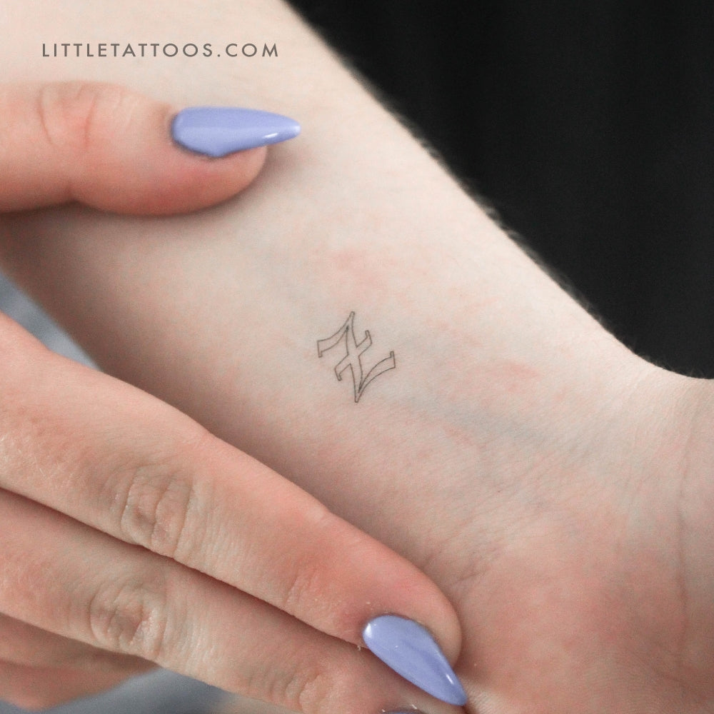 Tatuaje temporal con la letra Z en inglés antiguo (juego de 3)