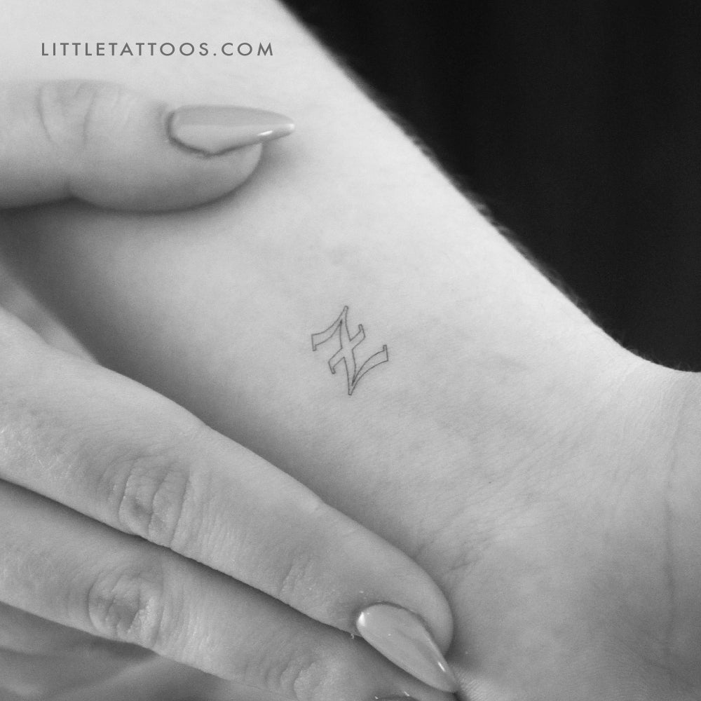 Tatuaje temporal con la letra Z en inglés antiguo (juego de 3)