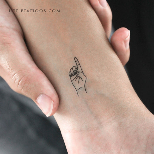 Tatuaje temporal de lenguaje de señas D - Juego de 3