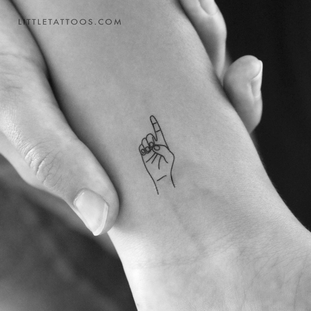 Tatuaje temporal de lenguaje de señas D - Juego de 3