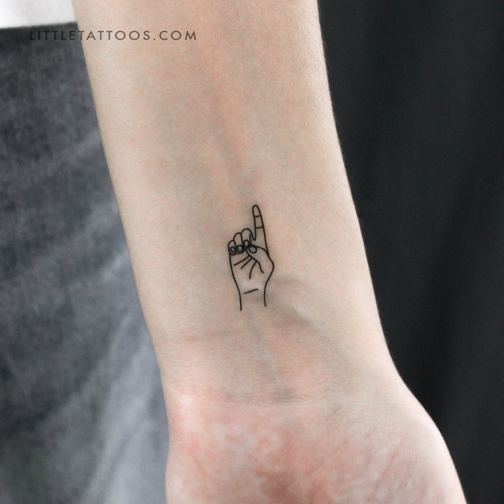 Tatuaje temporal de lenguaje de señas D - Juego de 3