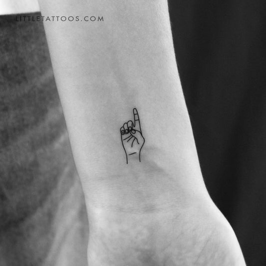Tatuaje temporal de lenguaje de señas D - Juego de 3
