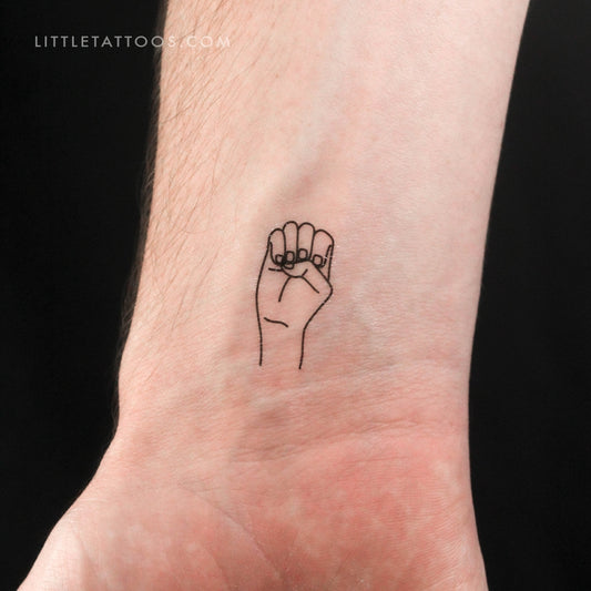 Tatuaje temporal de lenguaje de señas E - Juego de 3