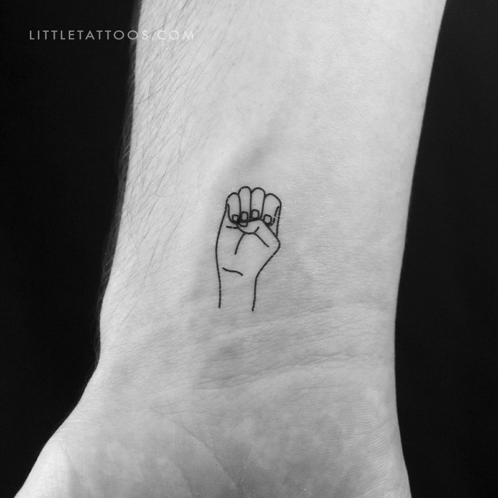 Tatuaje temporal de lenguaje de señas E - Juego de 3