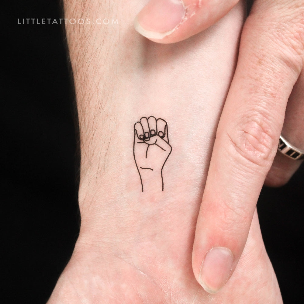 Tatuaje temporal de lenguaje de señas E - Juego de 3
