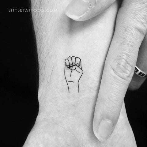 Sign Language E Temporary Tattoo - Set of 3