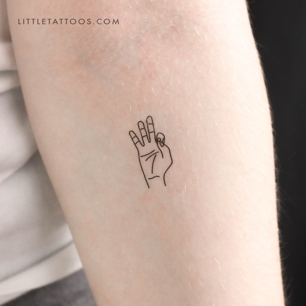 Tatuaje temporal de lenguaje de señas F - Juego de 3