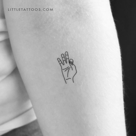 Tatuaje temporal de lenguaje de señas F - Juego de 3