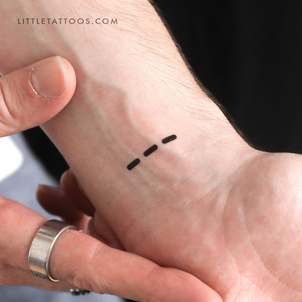 Morse Code O Temporary Tattoo - Set of 3