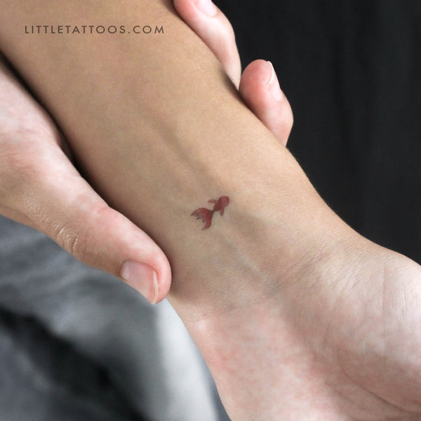 Tiny Red Fish Temporary Tattoo - Set of 3