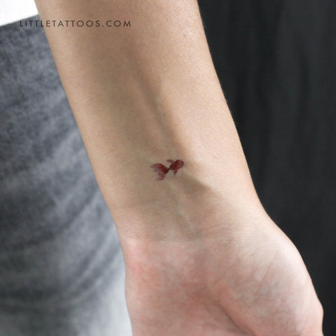 Tiny Red Fish Temporary Tattoo - Set of 3