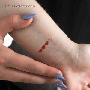 Red Loading Hearts Temporary Tattoo - Set of 3