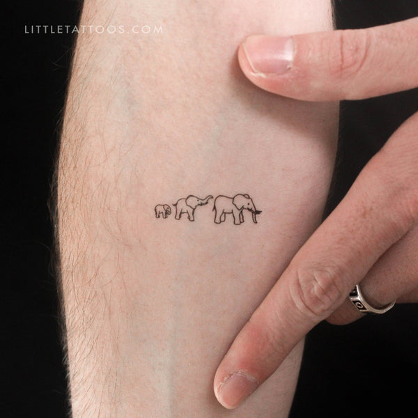 Small Elephant Family Temporary Tattoo - Set of 3