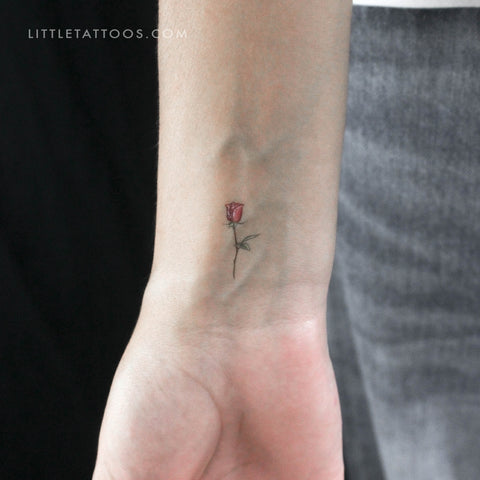 Small Garnet Rose By Mini Lau Temporary Tattoo - Set of 3