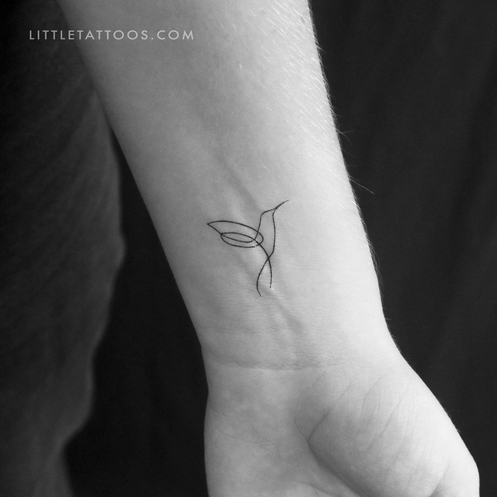 Tatuaje temporal de colibrí de línea continua (juego de 3)