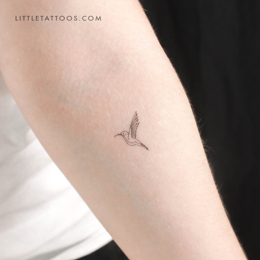 Tatuaje temporal de colibrí de línea fina pequeña (juego de 3)