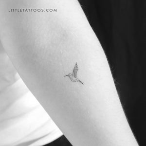 Small Fine Line Hummingbird Temporary Tattoo - Set of 3