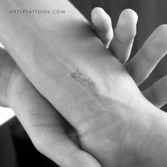 Tatuaje temporal de loro de línea fina - Juego de 3