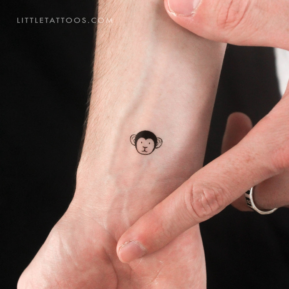 Tatuaje temporal de cara de mono pequeño - Juego de 3