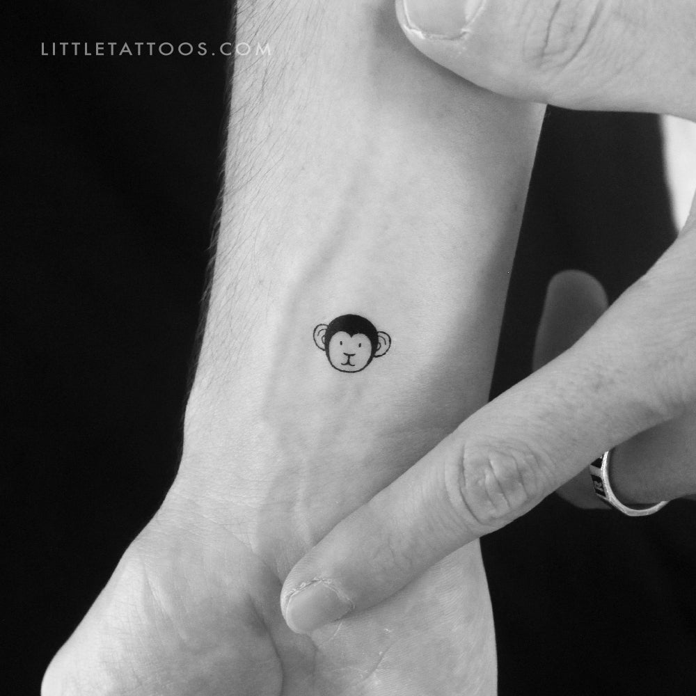 Tatuaje temporal de cara de mono pequeño - Juego de 3