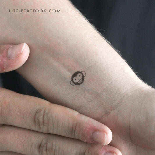 Tatuaje temporal de cara de mono diminuto - Juego de 3