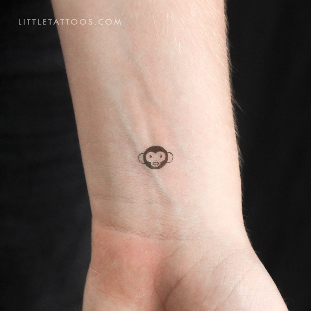 Tatuaje temporal de cara de mono diminuto - Juego de 3