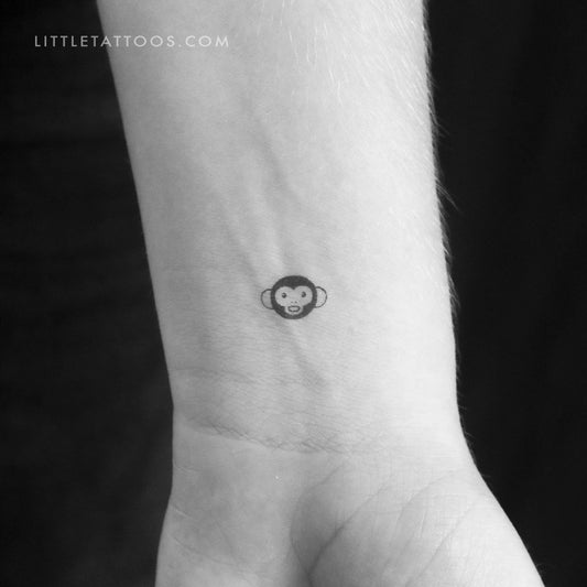 Tatuaje temporal de cara de mono diminuto - Juego de 3